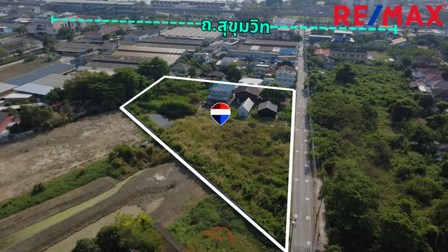 ขายที่ดิน 4-1-67 ไร่ (1,767 ตร.ว.) ซอยเทศบาล 23 (กันตะบุตร) สุขุมวิท–สมุทรปราการ ใกล้ BTS โรงเรียนนายเรือ 800 เมตร | ราคา 54,000 บ./ตร.ว.